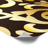 Goldenes barockes nahtloses Muster auf schwarzem H Poster (Ecke)