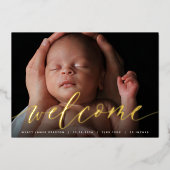 Goldenes Begrüßungsskript | Bekanntgabe von Foil B Folieneinladung (Vorderseite)