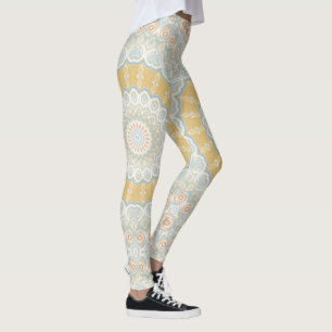 Goldenes Beige und Blaues Mandala-Musterdesign Leggings