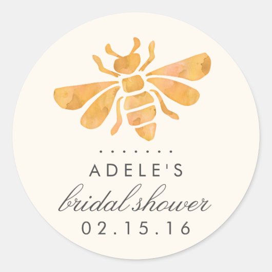Goldenes Bienenwasser-Brautparty Runder Aufkleber (Vorderseite)