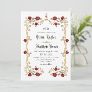 Goldenes Biest & die Schönheit Märchenhochzeit  Einladung