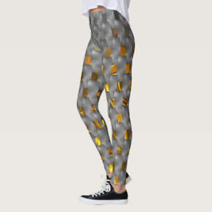 Goldenes Bild mit grauen Tellern, rechteckige Form Leggings
