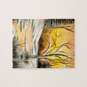 Goldenes Birken-Winter-Trugbild Puzzle (Horizontal)