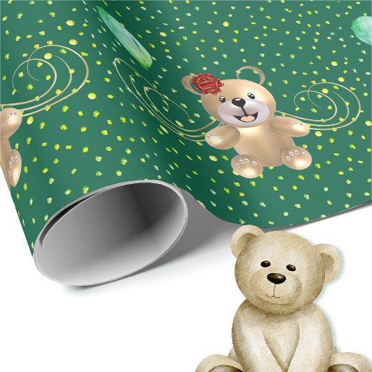 Goldenes Birthday Bear Wrapping Paper Geschenkpapier