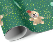 Goldenes Birthday Bear Wrapping Paper Geschenkpapier (Rolleneckpunkt)