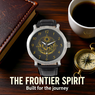 Goldenes Bison Stehend in einer malerischen Landsc Armbanduhr