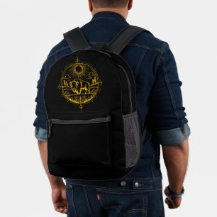Goldenes Bison Stehend in einer malerischen Landsc Bedruckter Rucksack