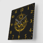 Goldenes Bison Stehend in einer malerischen Landsc Quadratische Wanduhr (Winkel)