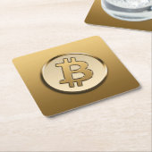 Goldenes Bitcoin-Quadrat Papier Untersetzer (angewinkelt)