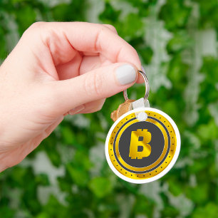Goldenes Bitcoin-Symbol Digitale Währung Schlüsselanhänger