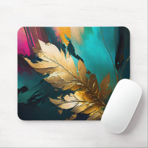 Goldenes Blatt – Abstrakte Botanische Moderne Kuns Mousepad
