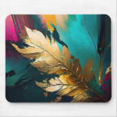 Goldenes Blatt – Abstrakte Botanische Moderne Kuns Mousepad (Vorne)
