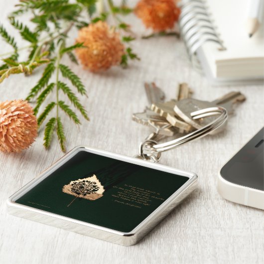 Goldenes Blatt Schlüsselanhänger (Seite)