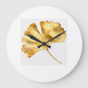 Goldenes Blatt-Wanduhr – Botanisches Design Große Wanduhr