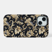 Goldenes Blätter Muster iPhone 15 Hülle (Rückseite (Horizontal))