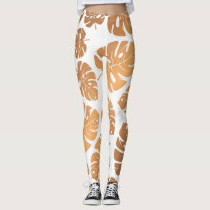 Goldenes Blätter Muster Leggings
