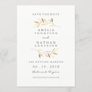 Goldenes Blattgarten-Hochzeit - Termin vormerken Save The Date