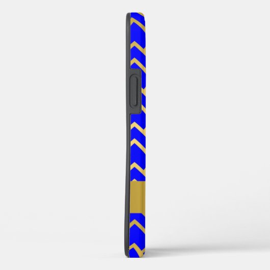 Goldenes blaues Art Deco Geometrisches Muster pers Case-Mate iPhone Hülle (Rückseite / Rechts)