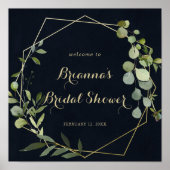 Goldenes blaues grünes Brautparty - Willkommen Poster (Vorne)