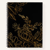 goldenes Blume dunkles Notebook Notizblock (Vorderseite)