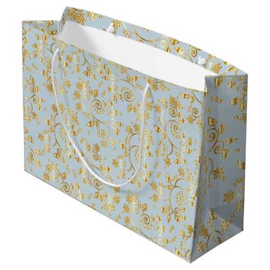 goldenes Blume Große Geschenktüte (Rückseite Schrägansicht)