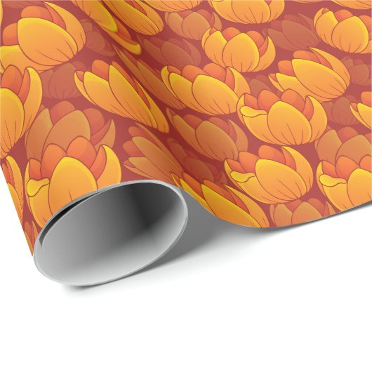 Goldenes Blume-Muster Geschenkpapier (Rolleneckpunkt)