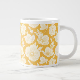Goldenes Blume-Muster Jumbo-Tasse