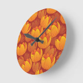 Goldenes Blume-Muster Runde Wanduhr (Winkel)