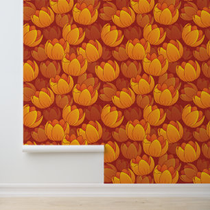 Goldenes Blume-Muster Tapete