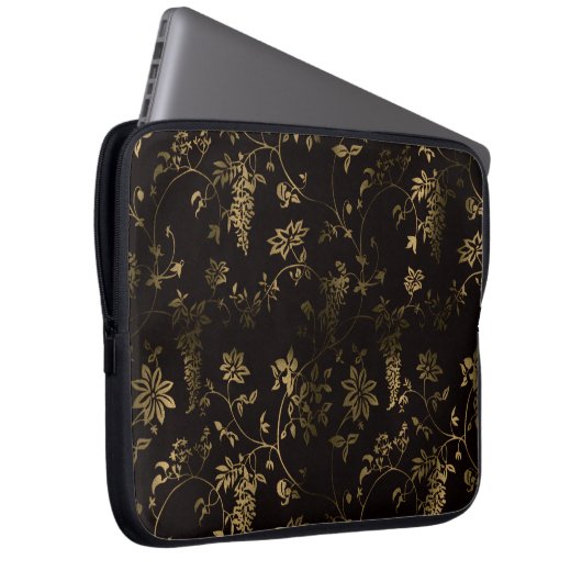 Goldenes Blumen Laptopschutzhülle (Vorne Rechts)