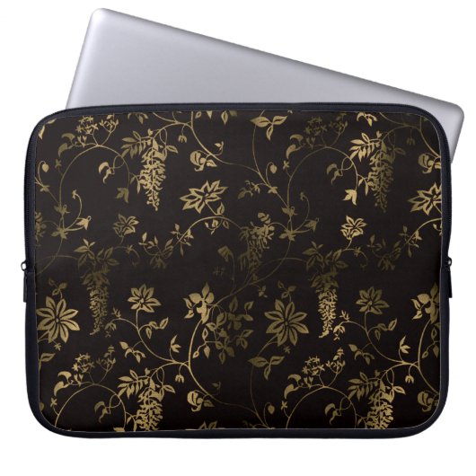 Goldenes Blumen Laptopschutzhülle (Vorderseite)