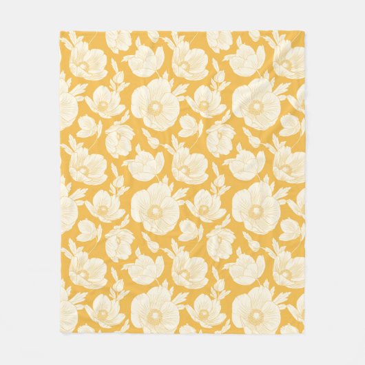 Goldenes Blumen-Muster Fleecedecke (Vorderseite)