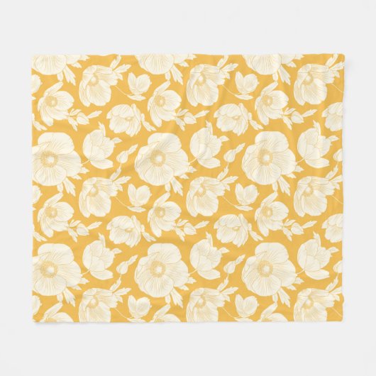 Goldenes Blumen-Muster Fleecedecke (Vorderseite (Horizontal))