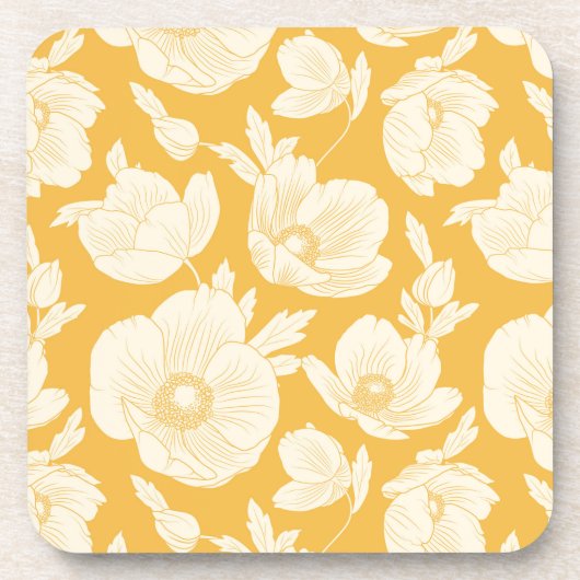 Goldenes Blumen-Muster Getränkeuntersetzer (Vorderseite)