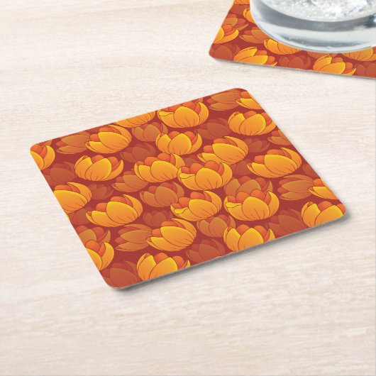 Goldenes Blumen-Muster Rechteckiger Pappuntersetzer (angewinkelt)