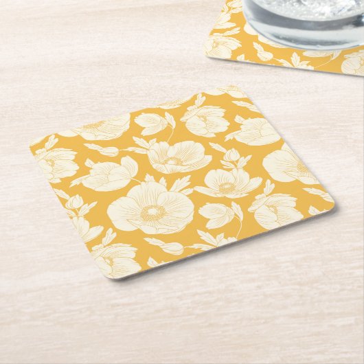 Goldenes Blumen-Muster Rechteckiger Pappuntersetzer (angewinkelt)