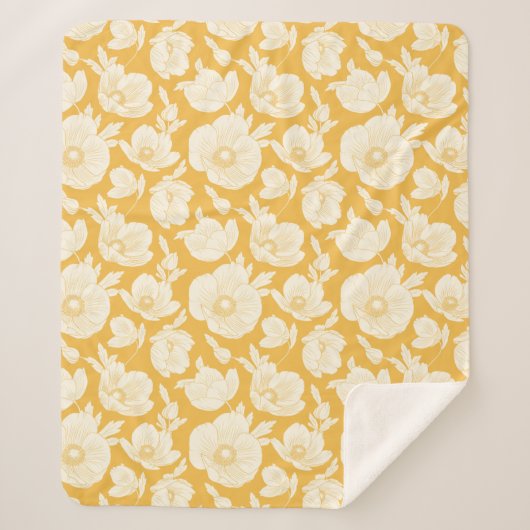 Goldenes Blumen-Muster Sherpadecke (Vorderseite)
