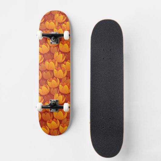 Goldenes Blumen-Muster Skateboard (Vorderseite)
