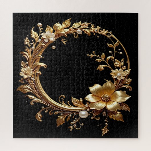 Goldenes Blumen-Ornament-Puzzle Puzzle (Vertikal)