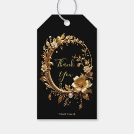 Goldenes Blumen-Ornament-Rahmen-Geschenk-Tag Geschenkanhänger