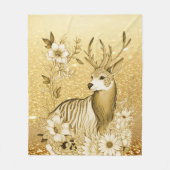 Goldenes Blumen-Rentier-Fleece-Decke Fleecedecke (Vorderseite)