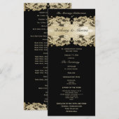 Goldenes Blumen-Spitzen-Hochzeitsprogramm Programm (Vorne/Hinten)