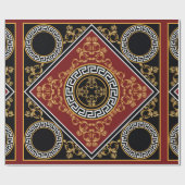 Goldenes, blumengeschmücktes Barockelement mit gri Geschenkpapier (Flach)