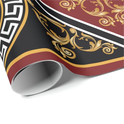 Goldenes, blumengeschmücktes Barockelement mit gri Geschenkpapier (Rolleneckpunkt)