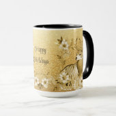 Goldenes Blumengeweih-Mug Tasse (VorderseiteRechts)