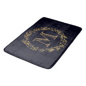 Goldenes Blumenmonogramm Badematte (Schrägansicht)