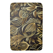 Goldenes Blumenmuster auf schwarz Badematte (Vorderseite Vertikal)