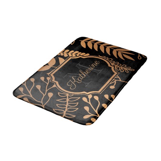 Goldenes Blumenmuster Badematte (Schrägansicht)