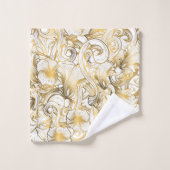 Goldenes Blumenmuster Badhandtuch Set (Waschlappen)