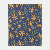 Goldenes Blumenmuster Botanisches Design Fleecedecke (Vorderseite)
